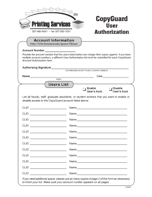 CopyGuard User Authorization Form