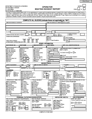 Louisiana Boating Incident Report