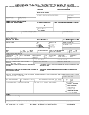 Workers Compensation First Report of Injury or Illness
