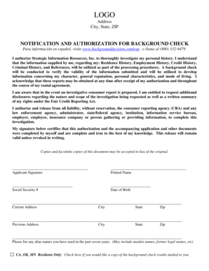 Background Check Authorization Form
