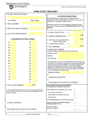 Work Study Time Sheet