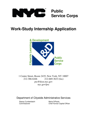 NYC Public Service Corps Work-Study Internship Application