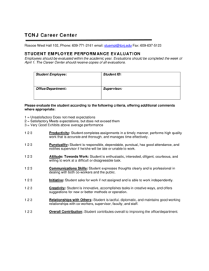 Performance Evaluation Form - Student Employment