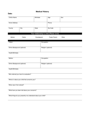 Medical History Form