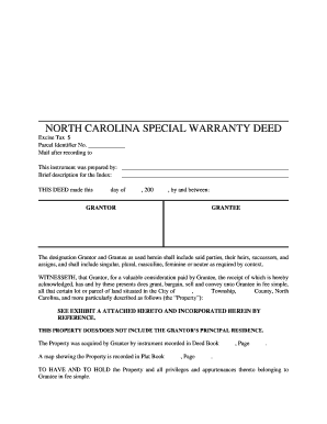 North Carolina Special Warranty Deed