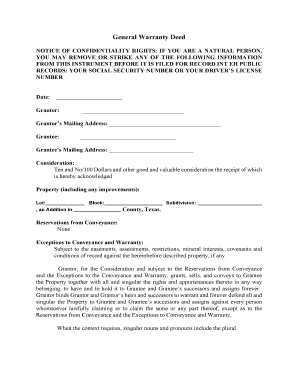 Texas General Warranty Deed