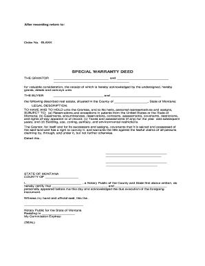 Montana Special Warranty Deed