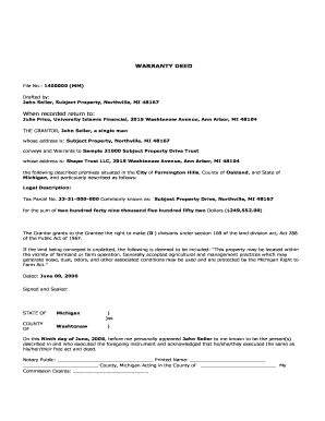 Michigan Warranty Deed