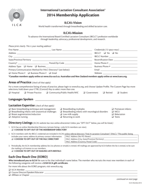 International Lactation Consultant Association Membership Application