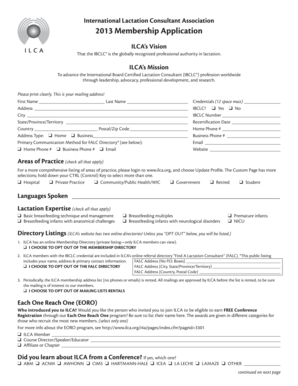 International Lactation Consultant Association Membership Application