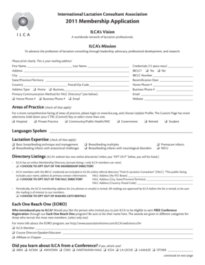 International Lactation Consultant Association Membership Application