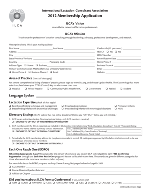 2012 ILCA Membership Application