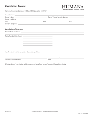 Insurance Cancellation Request Form