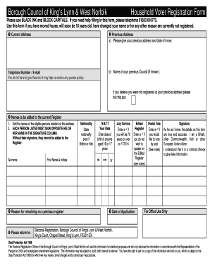 Household Voter Registration Form