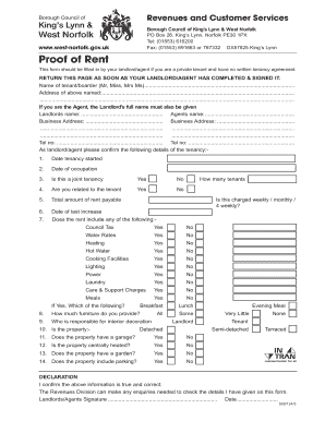 Proof of Rent Form