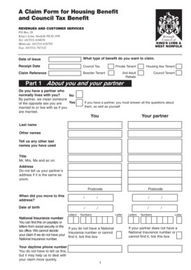 Housing Benefit and Council Tax Benefit Claim Form