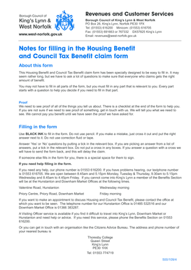 Notes for filling in the Housing Benefit and Council Tax Benefit claim ... - west-norfolk gov