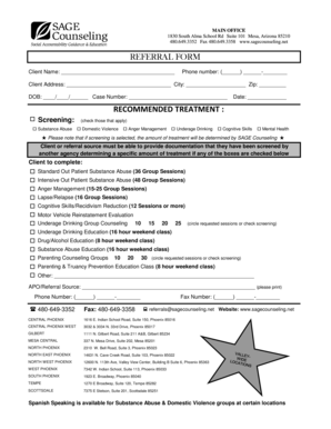Sage Counseling Referral Form