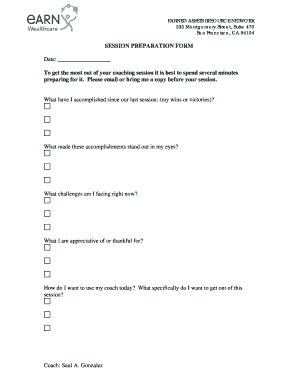 Session Preparation Form