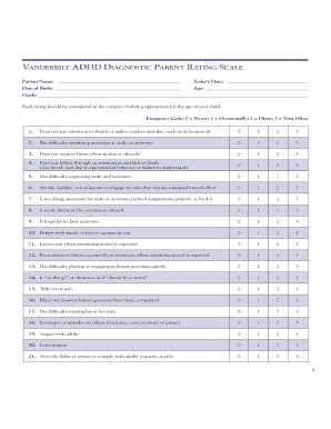 Vanderbilt ADHD Diagnostic Parent Rating Scale