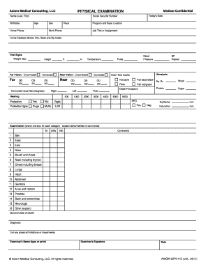 Axiom Medical Physical Examination Form