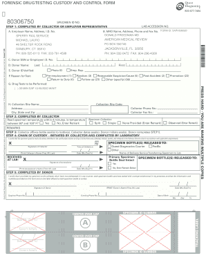 Forensic Drug Testing Custody and Control Form
