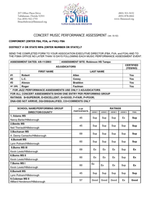 org CONCERT MUSIC PERFORMANCE ASSESSMENT (ver - flmusiced