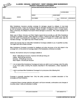 Mine Subsidence Property Insurance Supplement