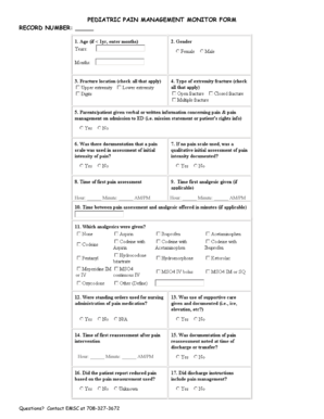 Pediatric Pain Management Monitor Form