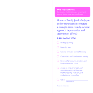 Family Justice Service Checklist