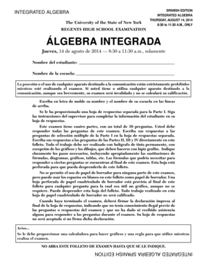 Examen de Regents de Álgebra Integrada