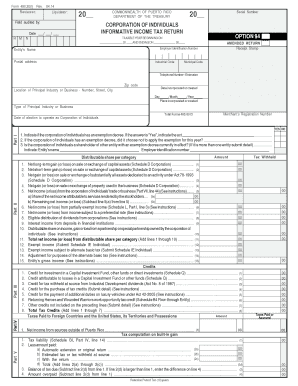Puerto Rico Informative Income Tax Return Form 480.20(I)