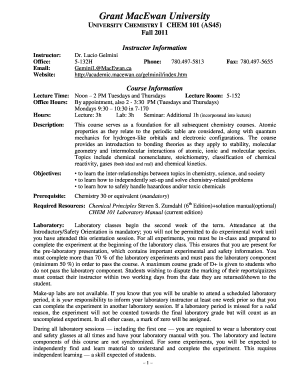 Chemistry Course Outline. Complete this form to request the Commissioner to review decisions of public bodies under Alberta's FOIP Act.