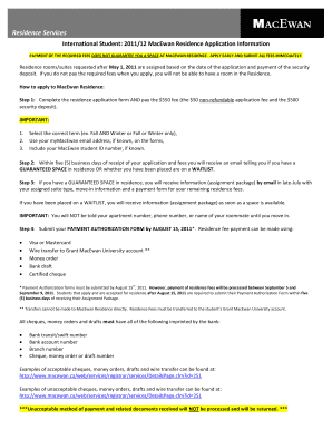 MacEwan Residence Application Form