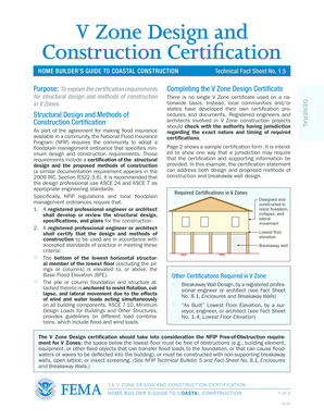 V Zone Design and Construction Certification