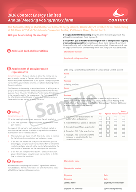 Contact Energy Limited Annual Meeting Proxy Form