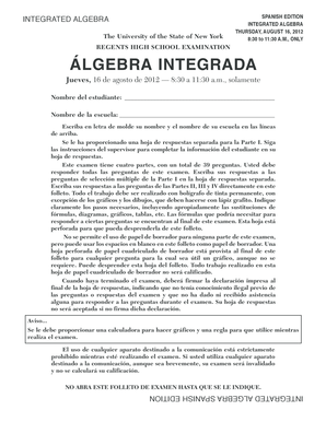 Examen de Regents de Álgebra Integrada