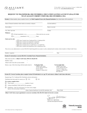 Request to Transfer IRA or Coverdell ESA Funds