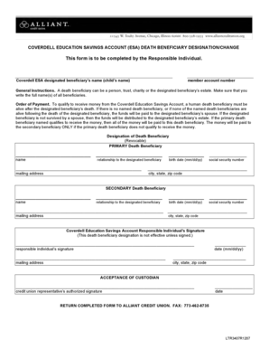 Coverdell ESA Death Beneficiary Designation Form