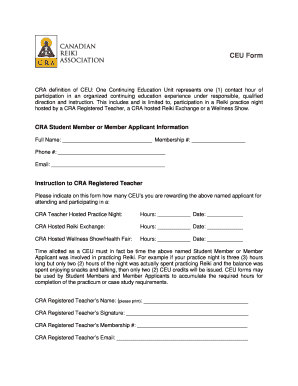 CRA Continuing Education Unit Form