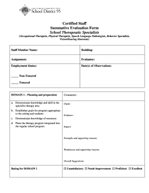 Certified Staff Summative Evaluation Form