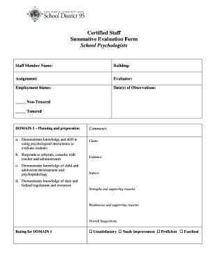School Psychologist Summative Evaluation Form