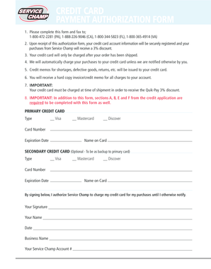 Credit Card Payment Authorization Form