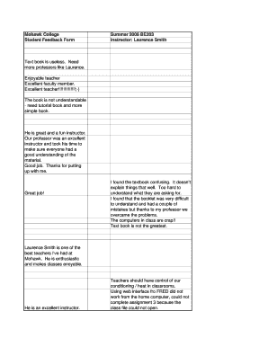 Mohawk College Student Feedback Form