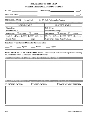 Academic Personnel Action Summary Form