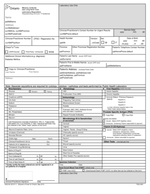Ontario Laboratory Test Requisition Form