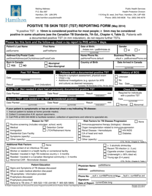 Positive TB Skin Test Reporting Form