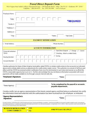 West Virginia Travel Direct Deposit Form