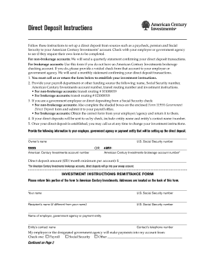 Direct Deposit Instructions