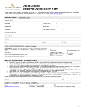 Direct Deposit Employee Authorization Form - Chard Snyder